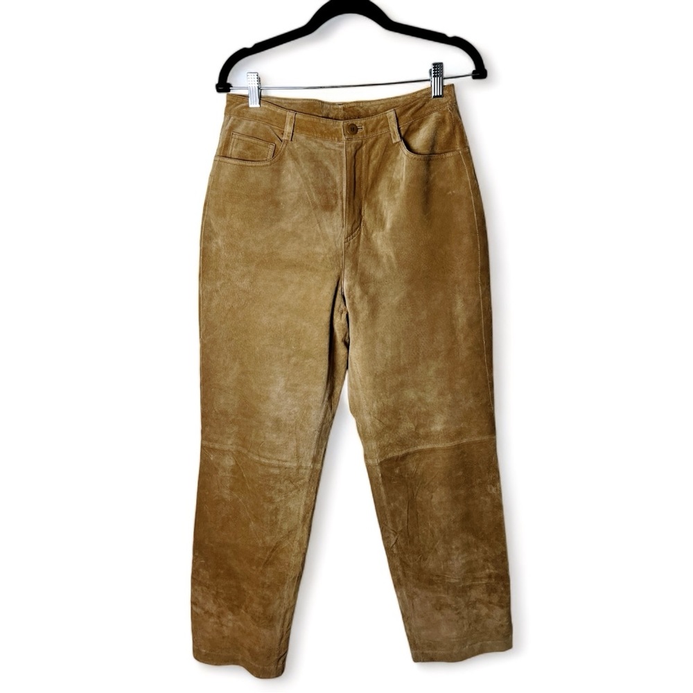 Nordstrom - Women's Light Tan Suede Leather Pants 5-Pocket Style - Sz. 8